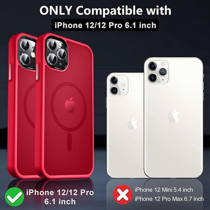 MOCCA Strong Magnetic for iPhone 12 Case/iPhone 12 Pro Case, [Compatible with Magsafe][Mil-Grade Drop Protection] Slim Shockproof Translucent Protective Phone Case for iPhone 12/12 Pro,Red