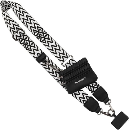 Save the Girls Original Clip and Go Phone Strap Pattern - Crossbody Phone Strap Chain with Zipper Wallet Pouch