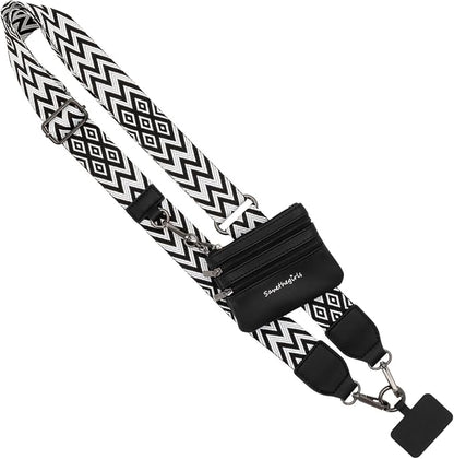 Save the Girls Original Clip and Go Phone Strap Pattern - Crossbody Phone Strap Chain with Zipper Wallet Pouch