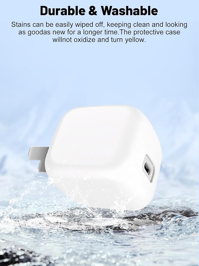 Silicone Protective Case for Belkin 45W USB C Charger Block, Full-Body Protective Cover with Precise Cutouts, Shockproof Dustproof Charging Protector Sleeve & Scratch-Resistant Sleeve (White)