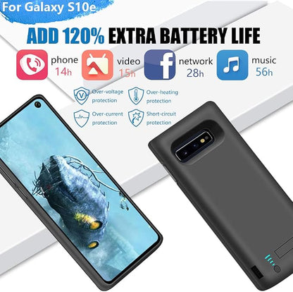 Battery Case for Samsung Galaxy S10e, 5000mAh Rechargeable Extended Battery Charging Case, Adds 1.2X Extra Juice (5.8 Inches) Black