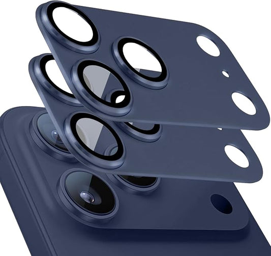 2 Pack Camera Lens Protector for iPhone 17 Pro Max,Metal AR Tempered Glass Rear Camera Screen Cover,Anti-Scratch,Strong Adsorption,Case Friendly, Easy to Install-Inky blue