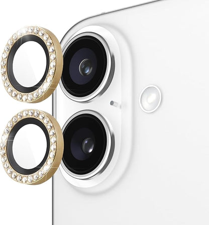 kate spade new york iPhone 16 / iPhone 16 Plus Camera Lens Protector with Aluminum Ring - Set in Stone Gold