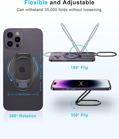 【2025 Upgraded】 Mag Safe Phone Ring Holder, SUPERONE Adjustable Magnetic Kickstand & Removable Phone Grip Compatible with Wireless Charging Only for iPhone 17 & 16 & 15 & 14 & 13 & 12 Series - Purple