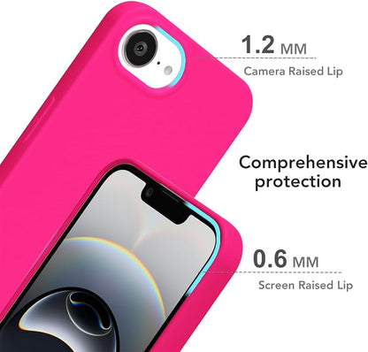 for iPhone 17e 16e Case Silicone Compatible with Magsafe Case, Ultra Slim Thin Magnetic Phone Cases Mag Safe, Cute Soft Rubber Gel TPU Matte Plain Wireless Charging Cover for Women, Hot Pink