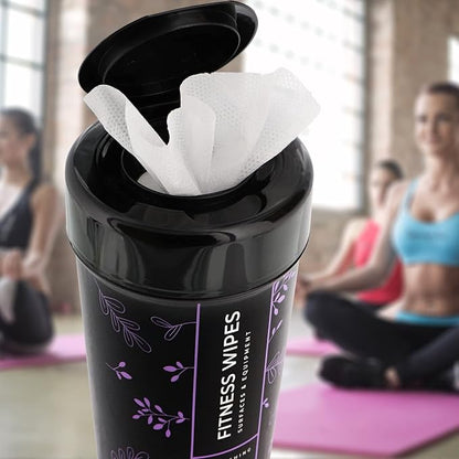 Wipex Yoga Mat Cleaner & Fitness Gym Wipes - Natural Lavender & Vinegar - 75 Count for Cleaning Yoga Mats, Spinning & Peloton Bikes, Weight Machines & Surfaces - 12 Pack Case