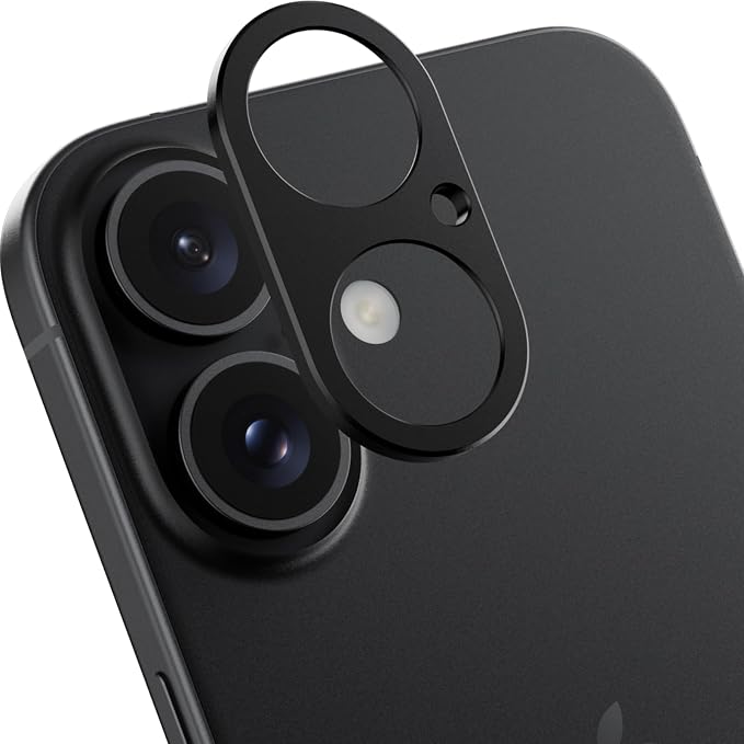 SWITCHEASY LenShield Aluminum Alloy Camera Lens Protector for 2024 iPhone 16 6.1", 16 Plus 6.7" - Black