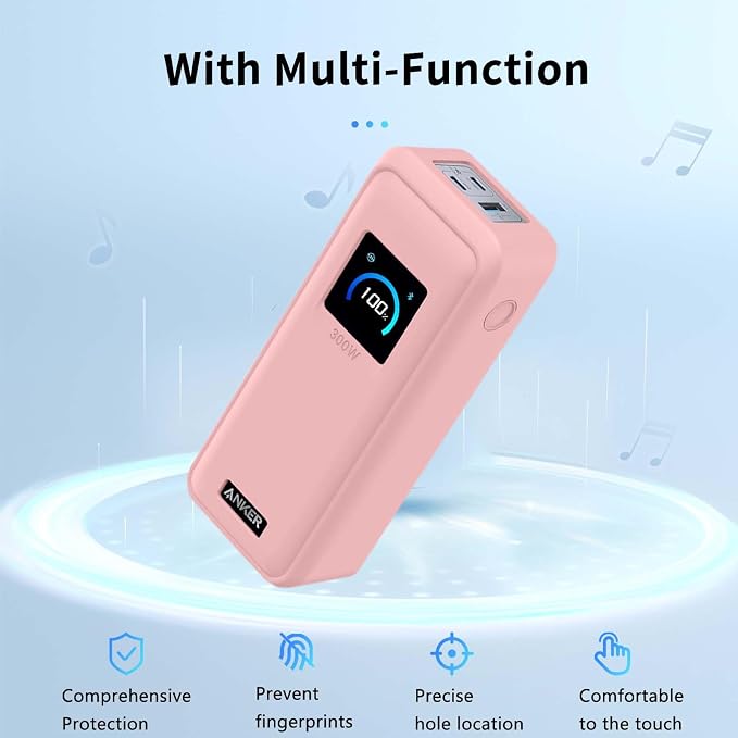 Case for Anker Prime Power Bank(26,250mAh 300W),NOUKAJU Silicone Protective Case,Drop-Proof,Scratch-Proof,Shock-Proof,Dust-Proof,Protective Cover for Anker Prime 26,250mAh Power Bank 300W(Pink)