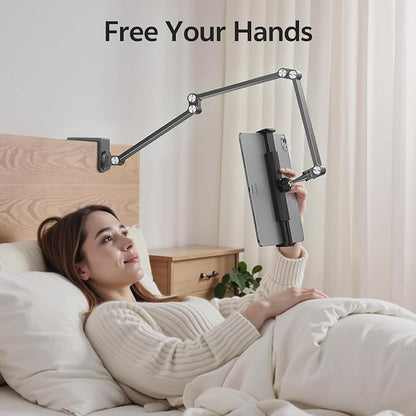 LULULOOK Tablet Stand iPad Phone Holder for Desk, Heavy Duty Aluminum 360° Rotating & Foldable Arm Mount Kindle Holder for Bed, Stand for iPad Pro, Kindle, Portable Monitor, Max 15.6"