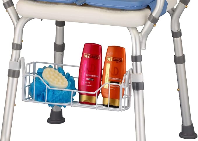 NOVA Bath & Shower Chair Basket – Universal Storage Caddy for Bath Seats & Shower Chairs, Fits 7/8” & 1” Tubing, Rust-Resistant, Easy Attach, Holds Shampoo & Soap