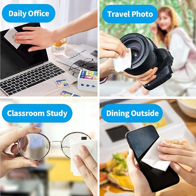 （220 PCS）Screen Cleaner, Glasses Disposable wipes, Audio & Video Lens Cleaners, Sunglasses wipes,Mobile phone screen wipes，Glasses Cleaner for Eye glasses, Camera, Phone, Tablets & Computer Screen