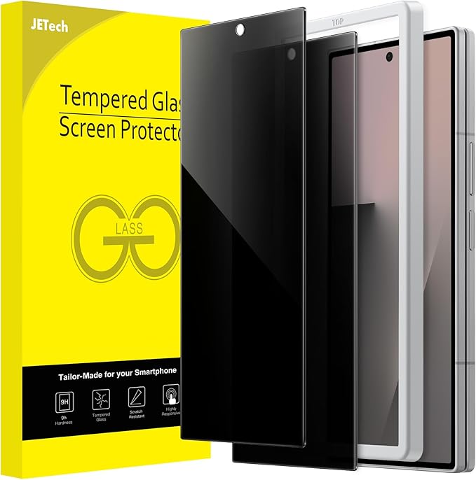 JETech Front Privacy Screen Protector for Samsung Galaxy Z Fold 7, 2-Pack | Anti-Spy Privacy Protection, Tempered Glass, Easy Installation Tool, Case-Friendly, Anti-Scratch Design