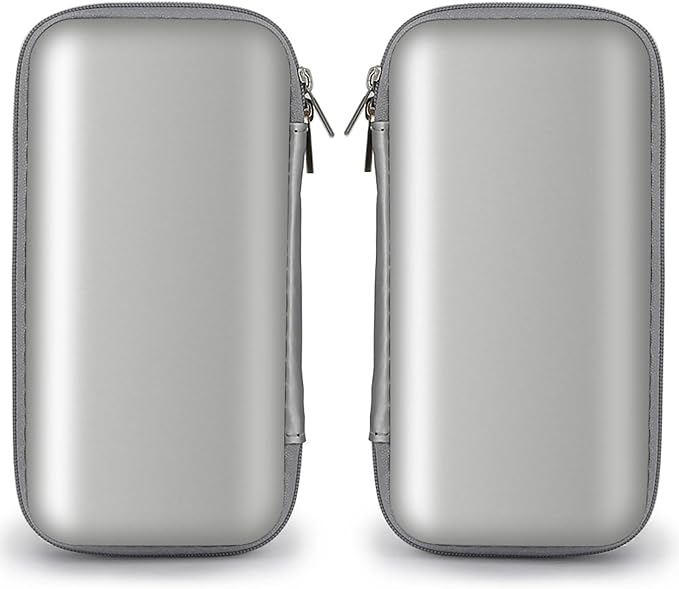 iMangoo Travel Essential Electronics Organizer Pouch Charger Case, Shockproof Dual Zipper Power Bank Cables Tech Accessories Purse, Men & Women Travel Must Have Storage Bag, 6.5x3.2x1 inch Silver
