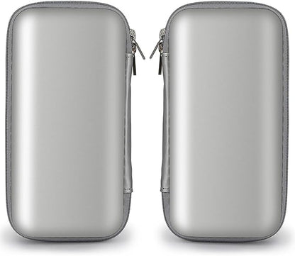 iMangoo Travel Essential Electronics Organizer Pouch Charger Case, Shockproof Dual Zipper Power Bank Cables Tech Accessories Purse, Men & Women Travel Must Have Storage Bag, 6.5x3.2x1 inch Silver