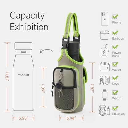 VAKAER Magnetic Gym Bag, Water Bottle Carrier Holder with Phone Pocket & Adjustable Strap,10 Ultra-Strong Magnets Stick to Fitness equipment, Workout Accessories Pouch for Women & Men (Light Grey)
