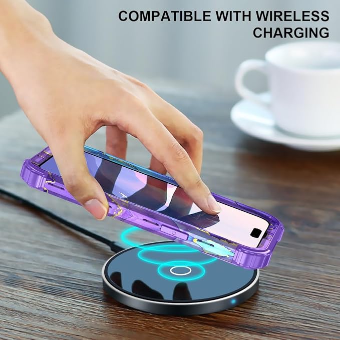 Hocase for iPhone 15 Case, Heavy Duty Shockproof Protection Soft Silicone Rubber Bumper+Hard Plastic Hybrid Protective Case for iPhone 15 (6.1" Display) 2023 - When Purple Meets Blue