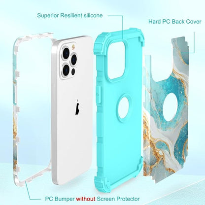 Hocase for iPhone 13 Pro Max Case, Heavy Duty Shockproof Protection Soft Silicone Rubber Bumper+Hard Plastic Hybrid Protective Case for iPhone 13 Pro Max (6.7") 2021 - Teal