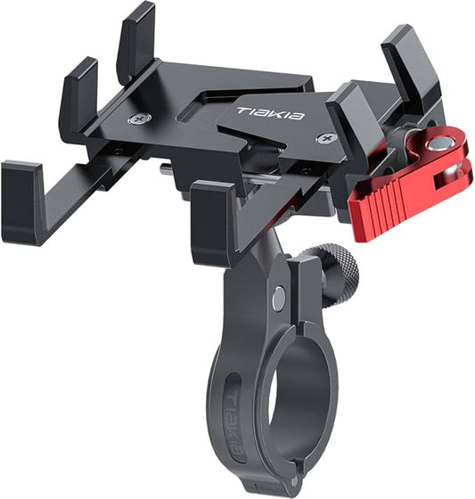 Tiakia Bike Phone Mount Holder, Aluminum Motorcycle Phone Mount, Handlebar Mounted Cell Phone Holder for Bike, 360° Rotation, Universal Bicycle Phone Mount for 4.5-7 Inch Phones