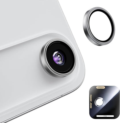 MAGIC JOHN for iPhone Air Camera Lens Protector [Alignment Kit&1:1 Invisible Fit] 9H Aerospace Tempered Glass, Ultra HD, Metal Individual Ring,Set of 2,Sliver