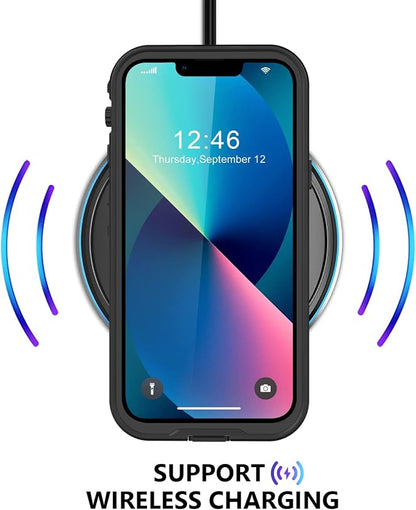 Protebox for iPhone 13 Mini Waterproof Case with Built-in Screen Protector, Shockproof Dustproof Full Body Protective IP68 Waterproof Phone Case for iPhone 13 Mini 5.4 inch (Black/Clear)