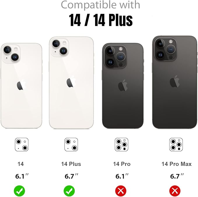 Jeluse 2X2 Pack Camera Lens Protector for iphone 14 Plus for iphone 14, 9H Tempered Glass Screen Protector Cover [Alignment Kit Eazy installation] Metal Individual Ring