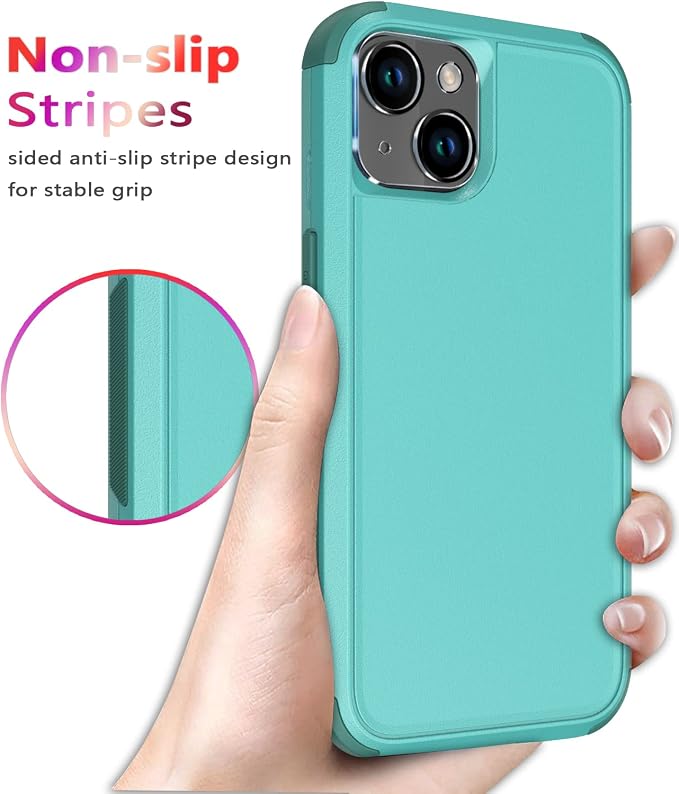 Diverbox for iPhone 14 Case [Shockproof] [Dropproof] [Tempered Glass Screen + Camera Lens Protector],Heavy Duty Protection Phone Case Cover for Apple iPhone 14 (Teal)