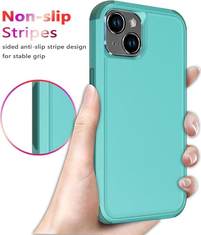 Diverbox for iPhone 14 Case [Shockproof] [Dropproof] [Tempered Glass Screen + Camera Lens Protector],Heavy Duty Protection Phone Case Cover for Apple iPhone 14 (Teal)