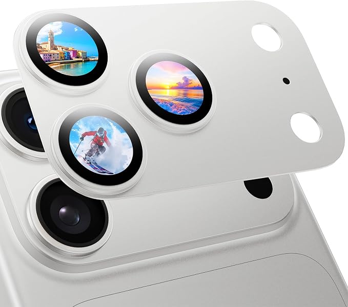 MAGIC JOHN 2 Pack Camera Lens Protector for iPhone 17 Pro, Full Coverage, Metal Aluminum Alloy Camera Lens Film, HD Clear, Scratch Resistant, Case-Friendly,Sliver