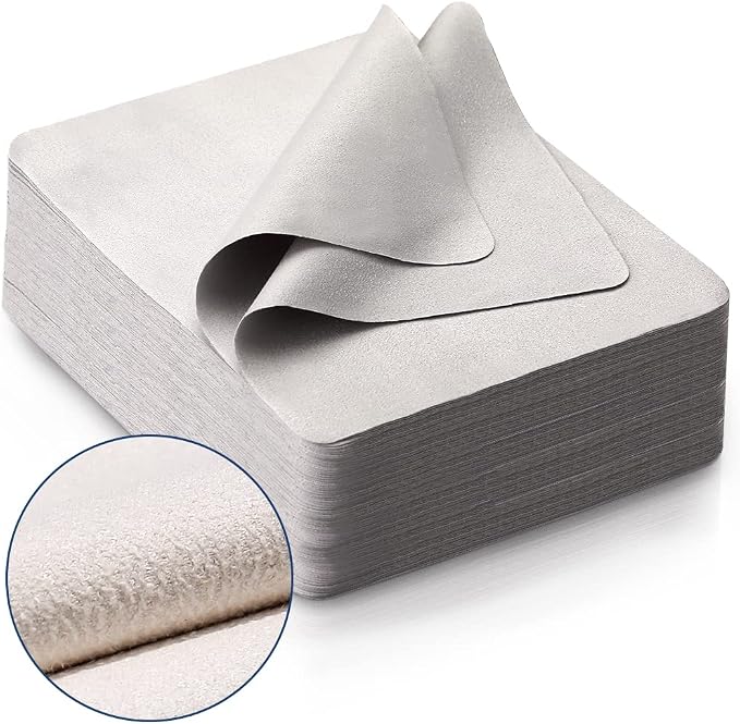 100 PCS Glasses Clean Cloth Suede, Lens Clean Cloth for Lenses, Glasses, Screens, Cameras, iPad, iPhone, Eyeglasses (6"x7", 100PCS/Grey)
