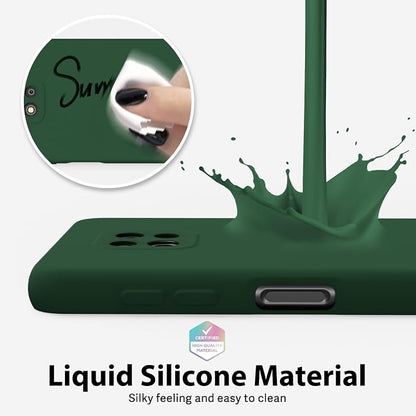 oakxco for Moto G Power 2021 Phone Case Liquid Silicone, Cute Thin Slim Soft Rubber TPU Plain Smooth Gel Cover for Women Girl, Matte Solid Protective & Shockproof,Dark Forest Green