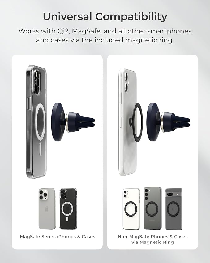 iOttie Velox MagSafe Compatible Air Vent Car Phone Holder. Unversal Magnetic Car Phone Mount for iPhone 12/13/14/15/16/17 Series & Android Phones via Included Magnetic Ring Adapter