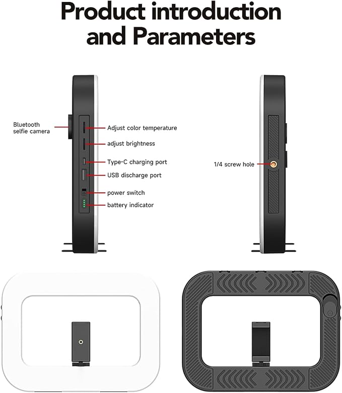 Smartphone Ring Selfie Light Kit Handheld LED Mobile Video Stabilizer Fill Lighting Rig Lights Built-in 8000mAh Battery Rechargeable for Phone Camera, YouTube, TIK tok Video Recording, Make up