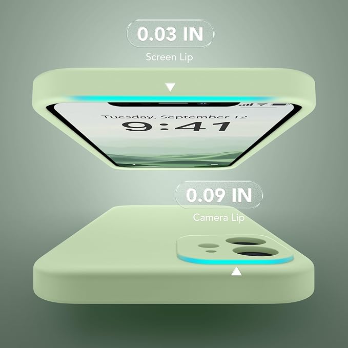Magnetic for iPhone 12 Case, Compatible with MagSafe, [Full Camera Protection][Screen Protector] Silicone Shockproof Protective Phone Case for iPhone 12 6.1", Matcha