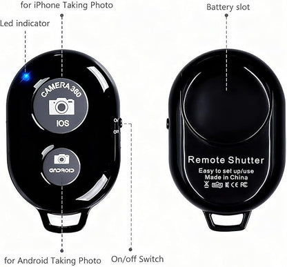 Cellphone Remote Shutter for Smartphones and Tablets, AOQIYUE Wireless Camera Remote Control Compatible with iPhone/Android Cellphone Wrist Strap Included (Black-Pink-Purple)