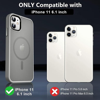 MOCCA Strong Magnetic for iPhone 11 Phone Case,[Compatible with Magsafe][Glass Screen Protector+Camera Lens Protector] Slim Thin Shockproof Cover Case for iPhone 11 6.1 inch, Titanium Gray