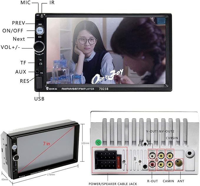 EKAT Double Din Car Stereo Receiver Bluetooth 7 Inch Touch Screen Car Radio Head Unit MP5 Video Digital Player Support Mirror Link TF FM AUX USB + Backup Camera and Remote Control