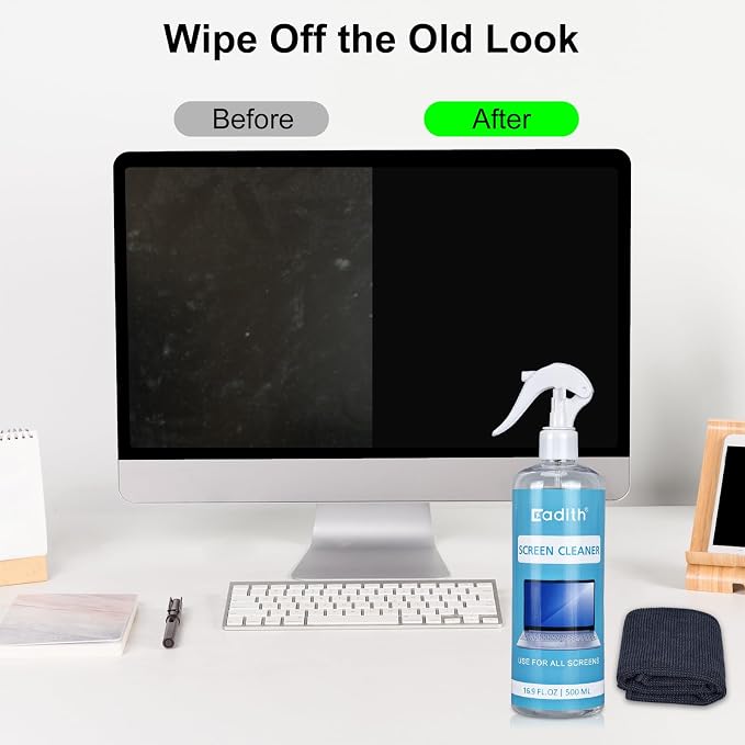 17.9 OZ Screen Cleaner Spray Cadith Touchscreen Cleaning Kit for TV Screen, Computer, Laptop, Phone, Ipad - Electronic Cleaner with Blush