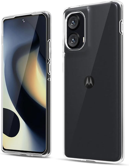 oakxco for Motorola Moto Edge 2024 Phone Case Liquid Silicone, Thin Slim Soft Rubber Gel TPU Plain Protective Simple Cover for Women Girl Cute, Matte Solid Color Aesthetic, Clear