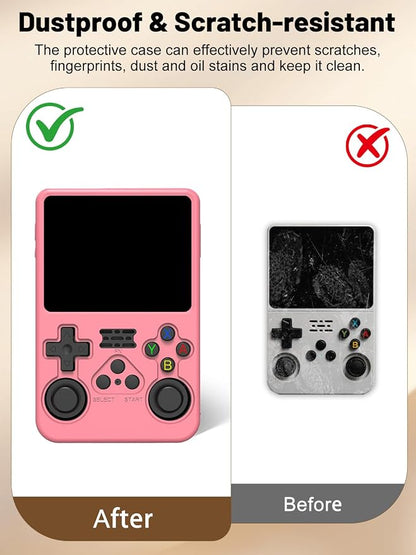 Silicone Protective Case for Anbernic R36S Game Console, Full-Body Protective Cover with Precise Cutout, Shockproof Dustproof Protector Sleeve & Scratch-Resistant Sleeve (Pink)