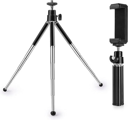 Mini Tripod for Webcam and Phone, 4-9 inch Metal Extendable Webcam Stand with Phone Holder, Tabletop Tripod