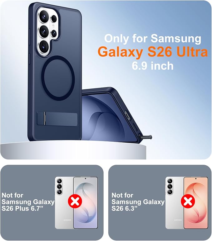 Magnetic for Samsung Galaxy S26 Ultra Case, [Innovate Stand][Military Grade Drop Protection][Non Slip][Translucent Matte] Shockproof Phone Case for Galaxy S26 Ultra 2026 -Blue