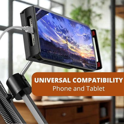 2 in 1 Gooseneck Phone Holder for Bed - Ultra Sturdy Cell Phone Stand for Desk Kindle Holder for Bed Flexible Arm Clamp Tablet Mount Stand fits iPhone iPad Switch Kindle Device Black