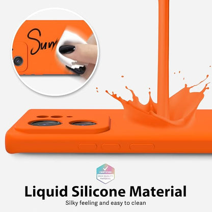 oakxco for Motorola Moto Edge 2023 Phone Case Liquid Silicone, Thin Slim Soft Rubber Gel TPU Plain Protective Simple Cover for Women Girl Cute, Matte Solid Color Aesthetic, Orange