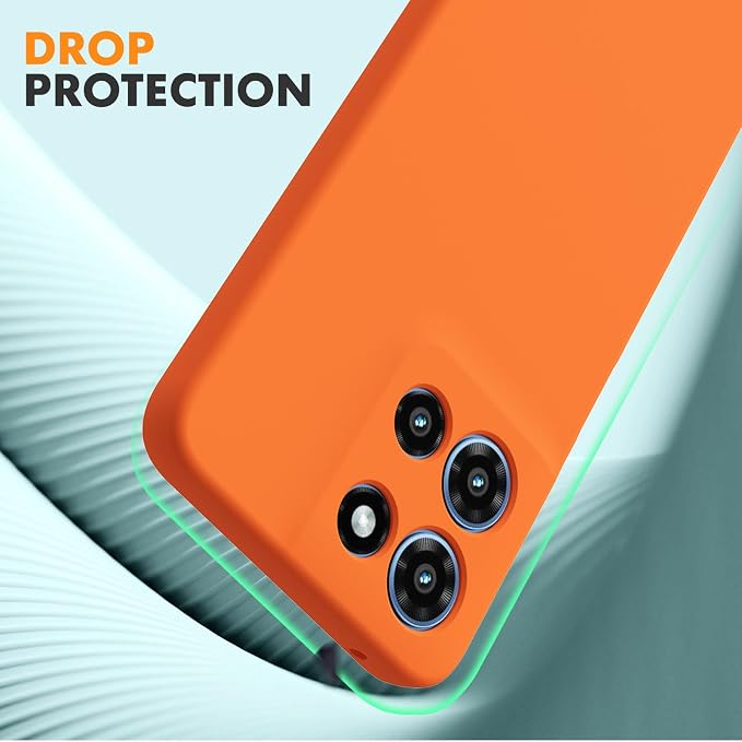 for Motorola Moto G 2025 Case, 2 Pack Tempered Glass Screen Protectors, Soft TPU Liquid Silicone Shockproof Gel Case-Orange
