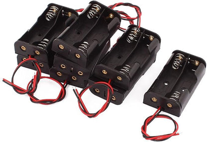 Aexit 8 Pcs Charger & Converters Battery Cell Case Non-Cover 2 x 1.5V AA Black Plastic Battery Chargers Dual Wire