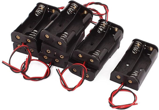 Aexit 8 Pcs Charger & Converters Battery Cell Case Non-Cover 2 x 1.5V AA Black Plastic Battery Chargers Dual Wire
