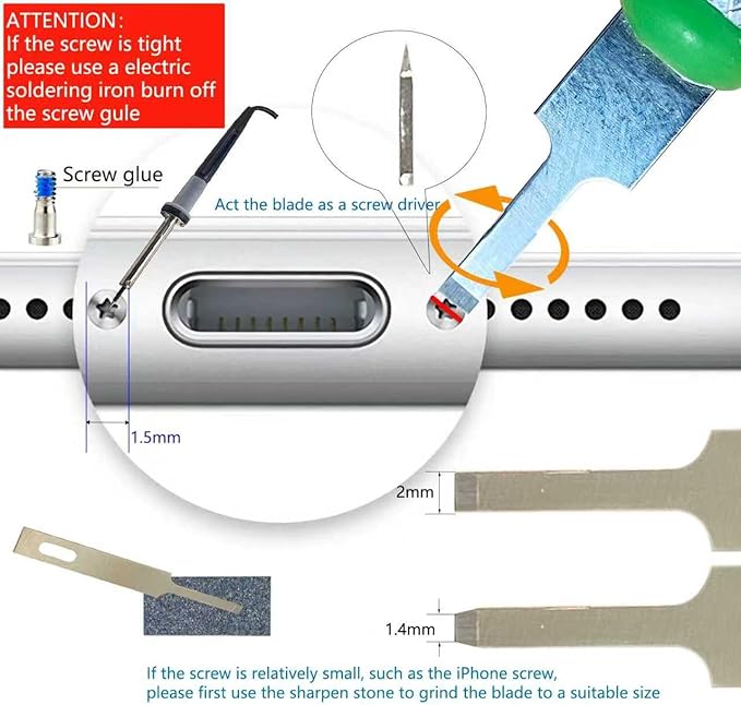 Damaged Screw Removal for Cell Phone Rechargeable Broken Screw Extractor Kit for iPhone Cell Phone Repair Tool 4 Size Grinding Heads Portable Screw Extractor for Laptop/Pad Electronic Products