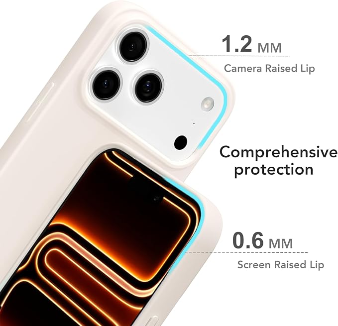 for iPhone 17 Pro Max Case Silicone Compatible with Magsafe Case, Ultra Slim Thin Magnetic Phone Cases Mag Safe, Cute Soft Rubber Gel Matte Wireless Charging Cover for Women, Beige Stone Cream