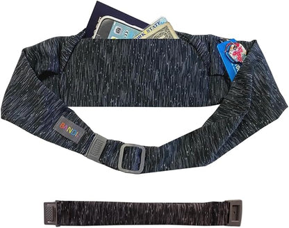 BANDI Plus Size Fanny Pack for Women - Travel-Ready Pocket Belt with Secure Hidden Money & Running Belt for Phone, Passport, Keys, & Medical Devices, Adjustable Fit, Comfortable (Strata Black/Gray)
