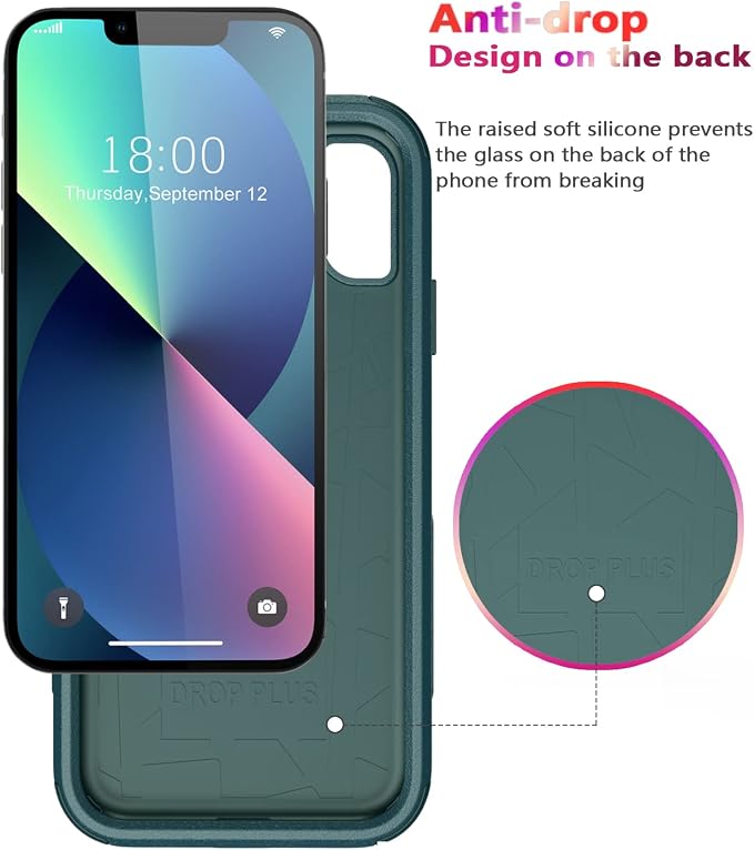 Diverbox for iPhone 13 Case [Shockproof] [Dropproof] [Dust-Proof],Heavy Duty Protection Phone Case Cover for Apple iPhone 13 (Dark Green)